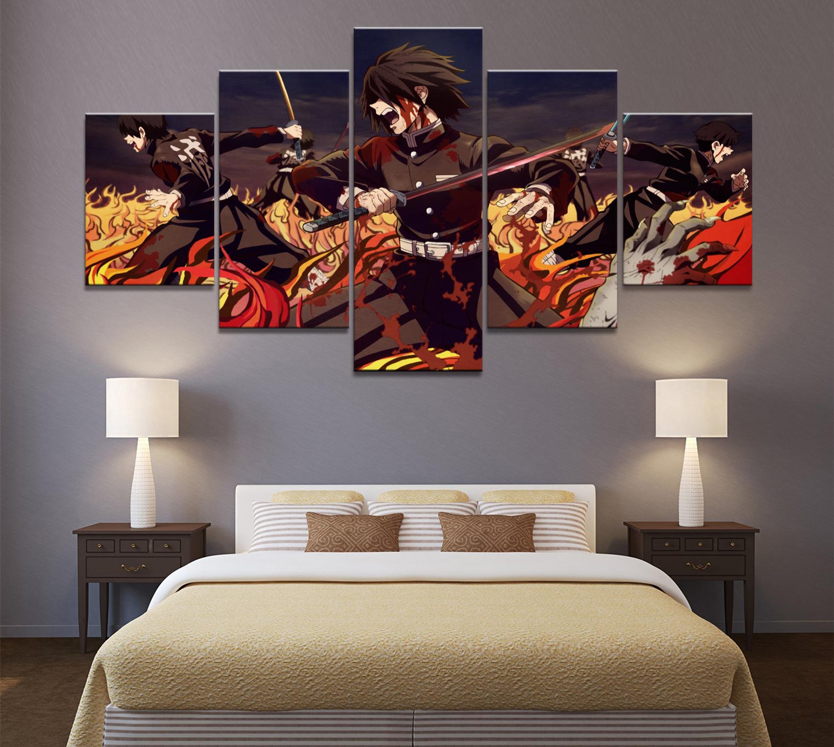 

Картина на холсте, 5 шт., HD картина, Япония, аниме, картина, истребитель демонов, команда призраков, комиксы, художественный декор стен, картины, декор для дома, комнаты, без рамки 20x35cm*2 20x45cm*2 20x55cm*1