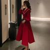 New Autumn Black Peter Pan Collar Dress Women's French High-end Elegant Long Dress Waist-cinching Slimming Audrey Hepburn Style Dress