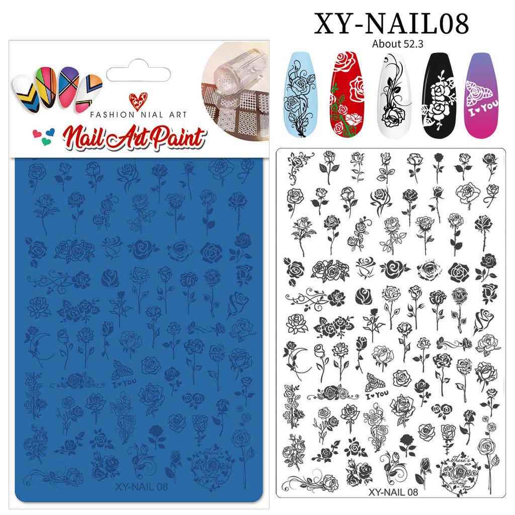 Nail Art Printing Steel Plate Lace Butterfly Pattern Flower French Large Transfer Silicone Seal Steel Plate Printing Rubber Plate