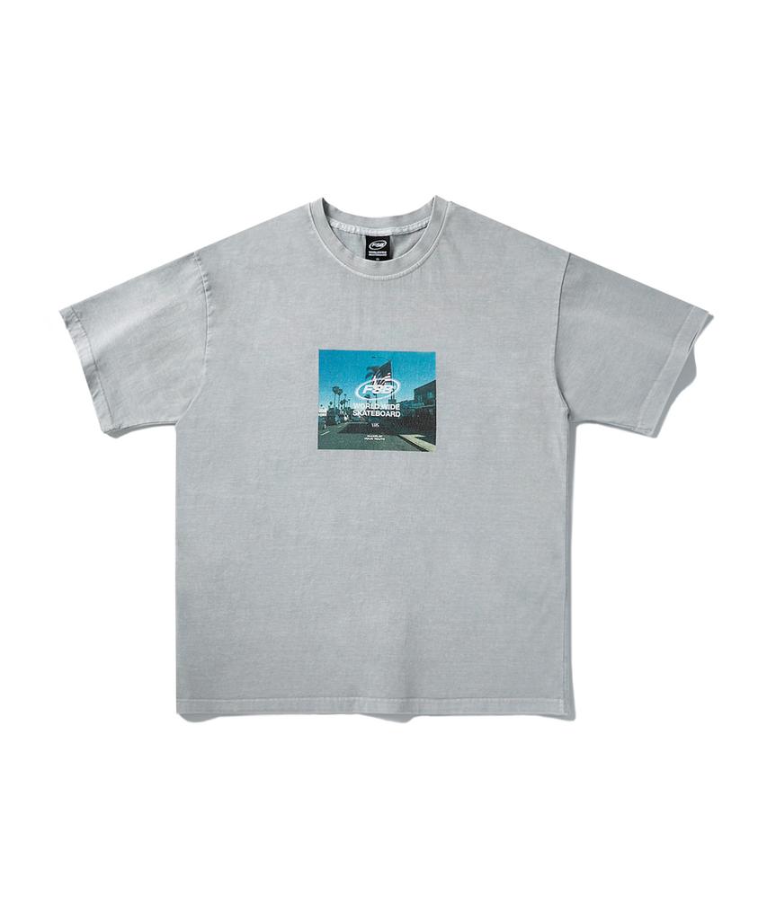 Peullukeu Fsb American Flag Dtp Pigment Short Sleeve T-Shirt Light Grey Fst730