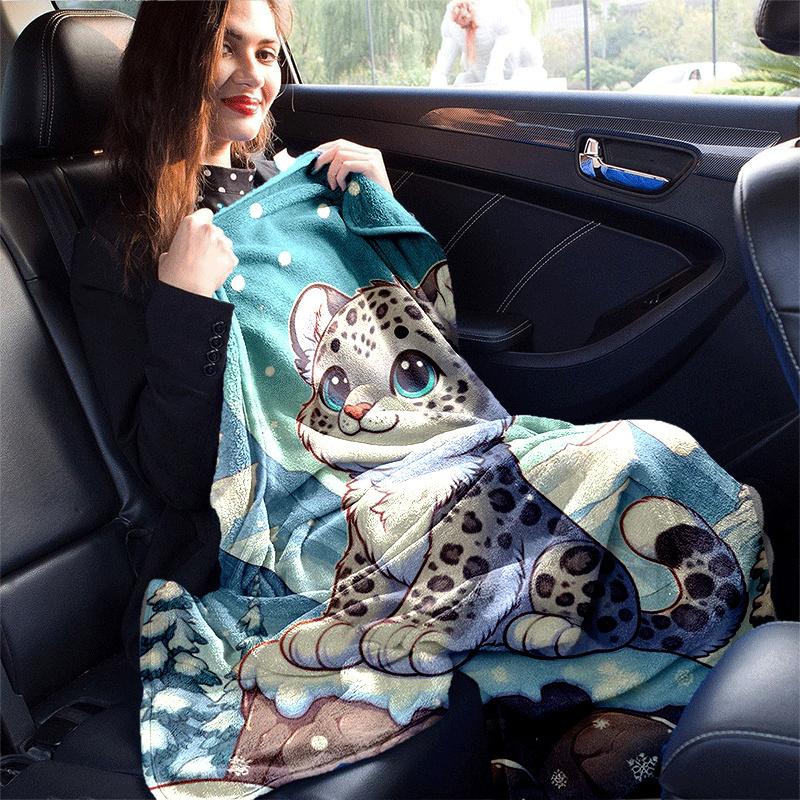 1pc Cute Animals Printing Lightweight Flannel Blanket, Comfortable and Warm Blanket, for Camping Sofa Bed and Couch Office, Gift