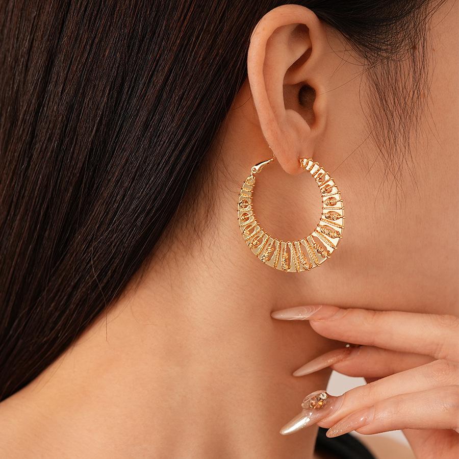 Geometric Circle Silver Needle Ear Ring Earrings Real Gold Electroplating Niche Premium Earrings