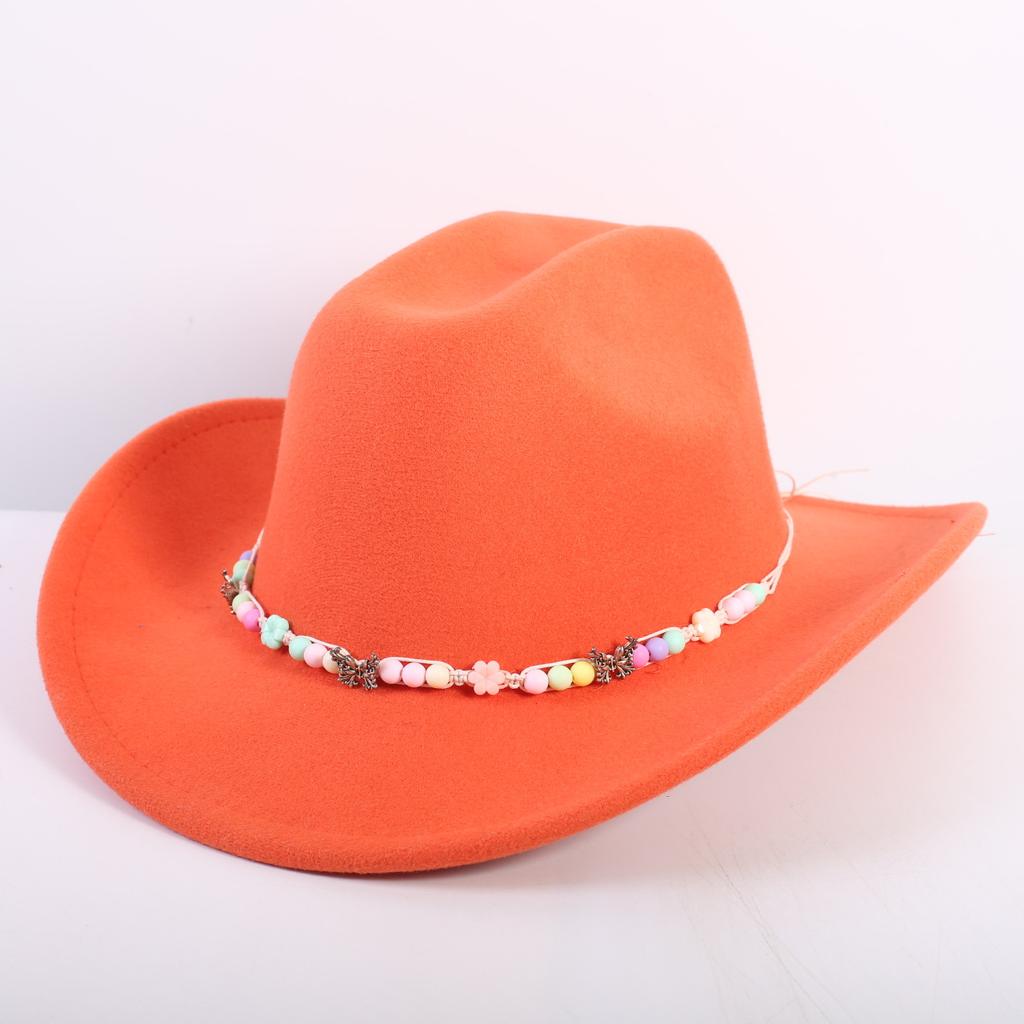 Popular European and American Fashion OL Style One-word Cowboy Hat Men's and Women's High-end Top Hat Jazz Hat Felt Hat