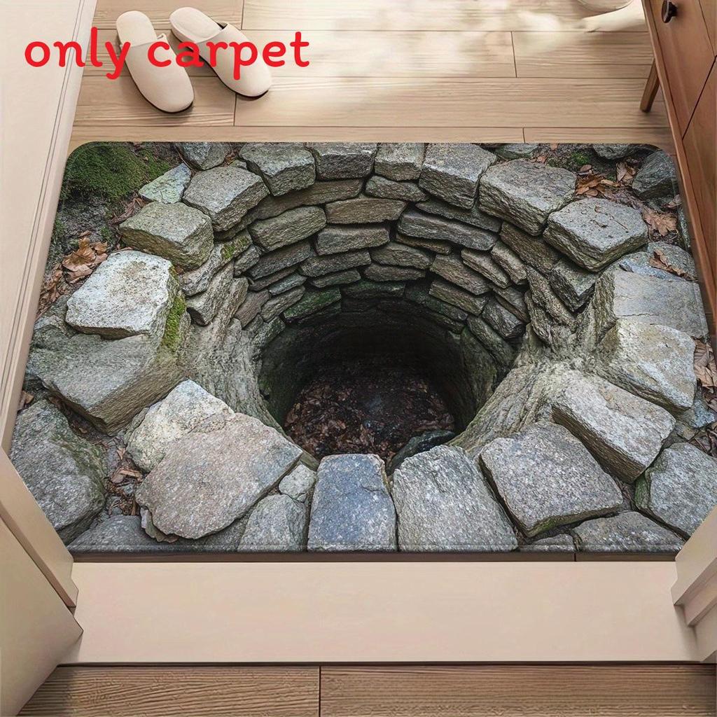 3d Waterfall Optical Illusion Floor Mat With Polyester Material For Home Entrance Use