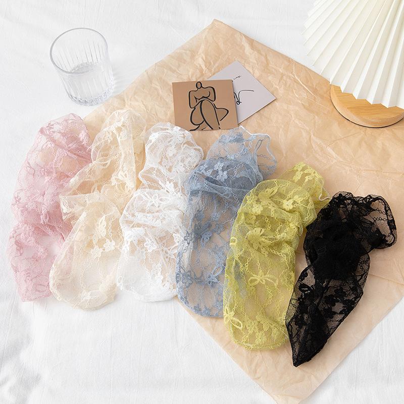 Black Floral Mesh Lace Medium Socks Women'S Sexy Hollow Stockings Japanese Lolita Charm Girls White Princess Hosiery Sox