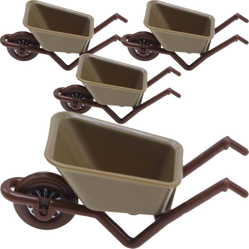 

Zerodeko 4PCS Simulation Cart Models, Dollhouse Mini Barrows, Miniature Wheelbarrow Accessories for Action Figures, Dioramas, Micro-Landscape Decor оливковий колір