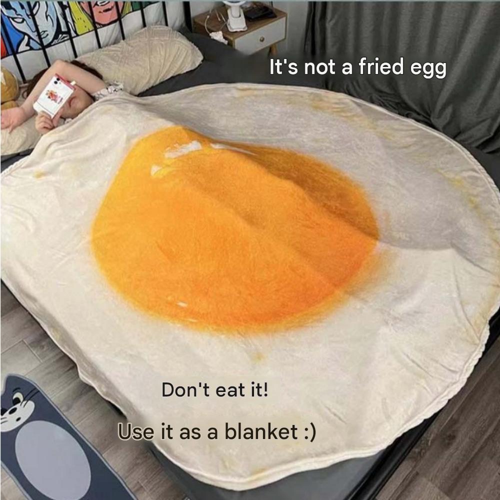 Fun Fried Egg Blanket (Size Option : 75cm, 150cm)