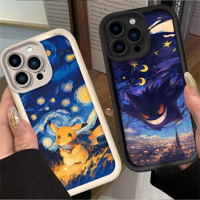 Lovely P-Pokemon Starry Sky Case for IPhone 17 Air 16 16E 15 14 13 12 11 Pro Max X XS X S Max XR SE 2020 SE4 7 8 Soft Back Cover
