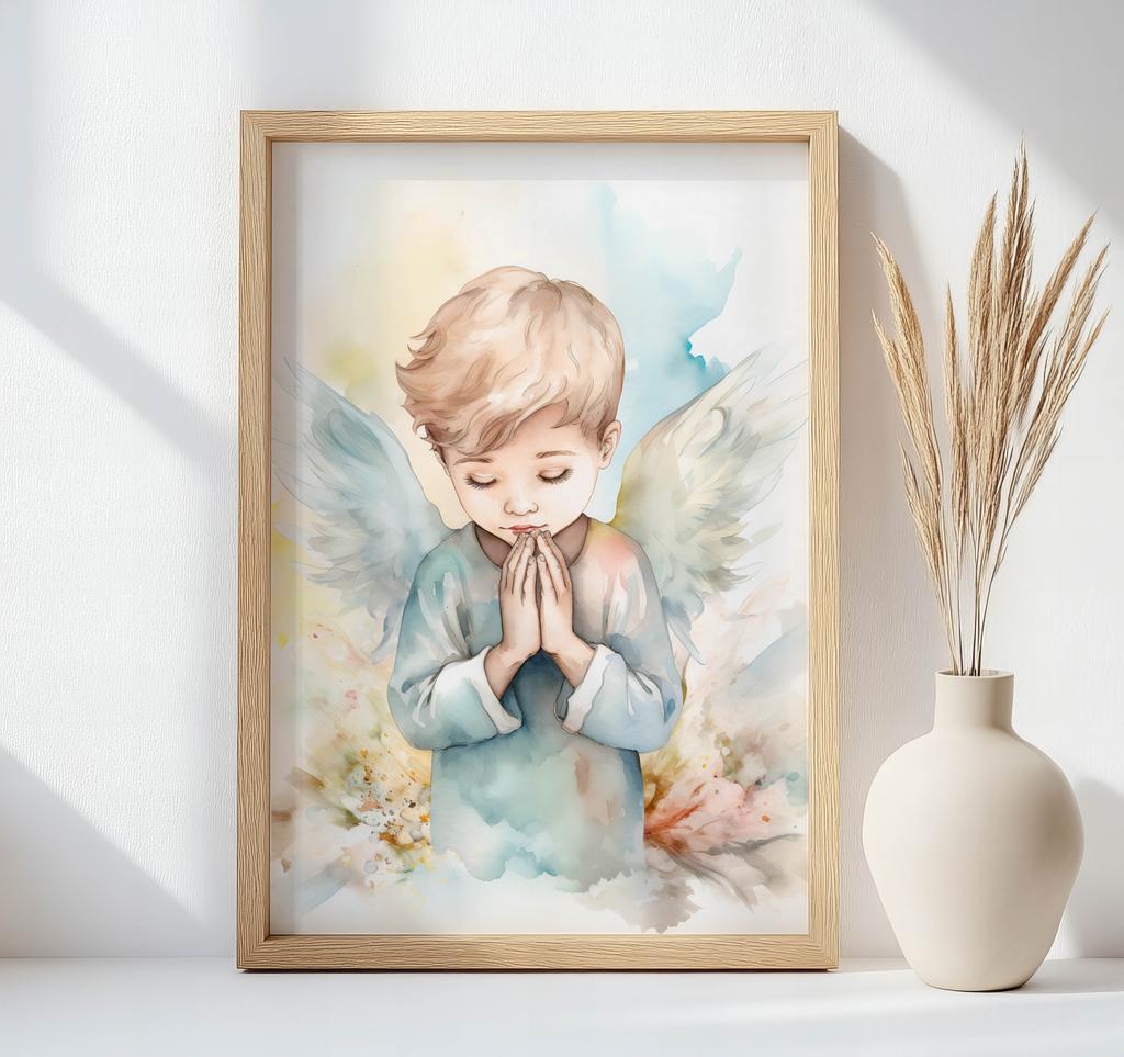 Angel Poster In Delicacy Of Colors Angel Poster In Delicacy Of Colors, 70X100 Cm, Black Aluminum Frame, 230 Gsm Matte Paper