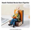 Rabbit Figurine with Books Whimsical Decor Gold for Reading Nook, Avid Readers