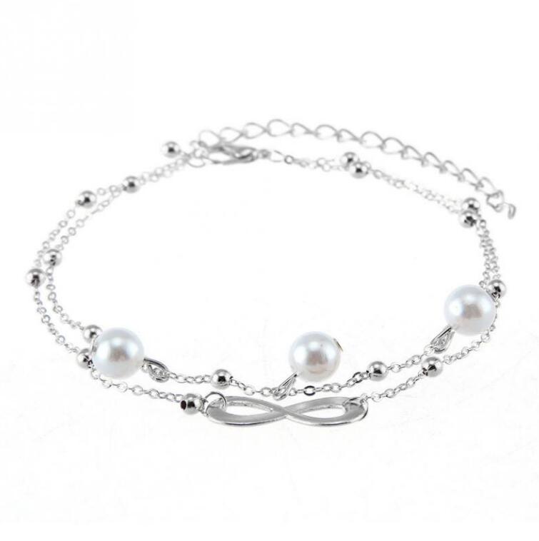 Восемь двойных жемчужных браслетов Женские двухниточные браслеты ручной работы из бисера серебряный