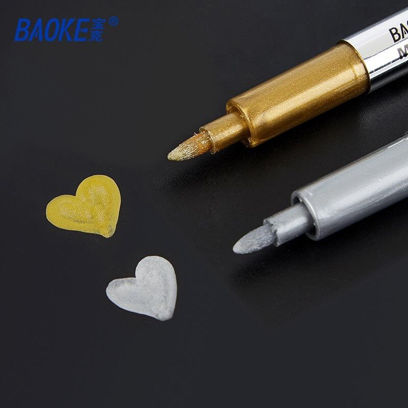 Office School Supplies Baoke MP550 Metallic Craft Pen Gold Marker Silver Sign Signature Calligraphy Water Based Kawai Supplies