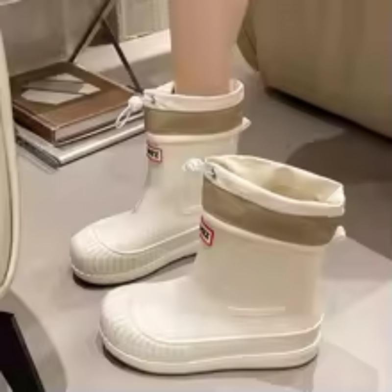 

Fashionable Drawstring Rain Boots, Women s Low Cut Rain Boots, All Season Outdoor Work Shoes, Waterproof and Comfortable Rubber Shoes EU39/CN40 білий