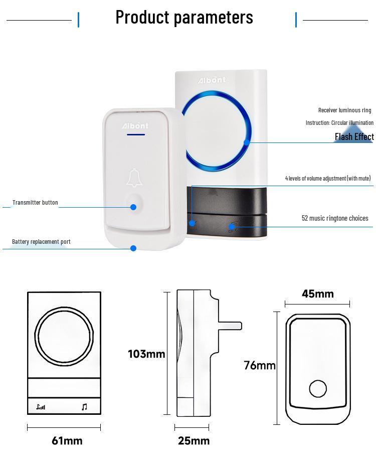 Ultra-Long Range Wireless Doorbell with Music for Elderly Care
