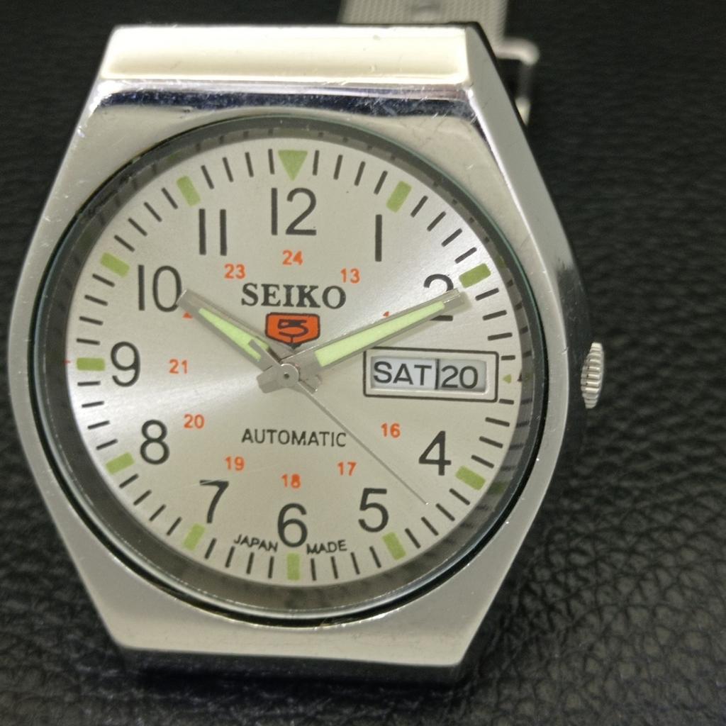 SEIKO 5 AUTOMATIC VINTAGE JAPAN 6309A MENS SILVER COLOR DIAL WATCH a701389-5 R206a-a701389