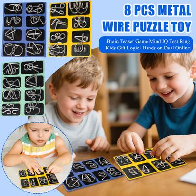 8 Stück Metall-Draht-Puzzle-Spielzeug Gehirnjogging-Spiel Geist-IQ-Test Ring Kindergeschenk