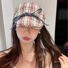 Unique Vintage Bow Tie Plaid Newsboy Cap Women Sweet Summer Thin Breathable Fashion Reversible Beret Cap