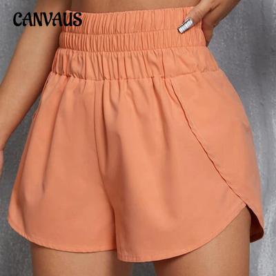 Shorts Femininos de Primavera e Verão Cintura Alta Elásticos Largos Esportivos Casuais