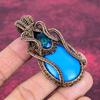 Sleeping Beauty Turquoise Pendant Copper Wire Wrapped Jewelry London Blue Topaz Gemstone Pendant