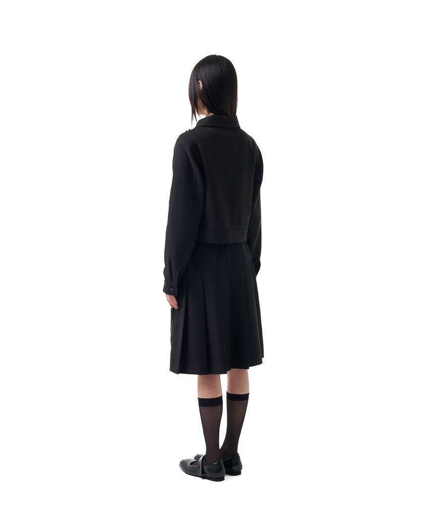 Iuga Makaras Belted Bag Pleats Midi Skirt (Black)