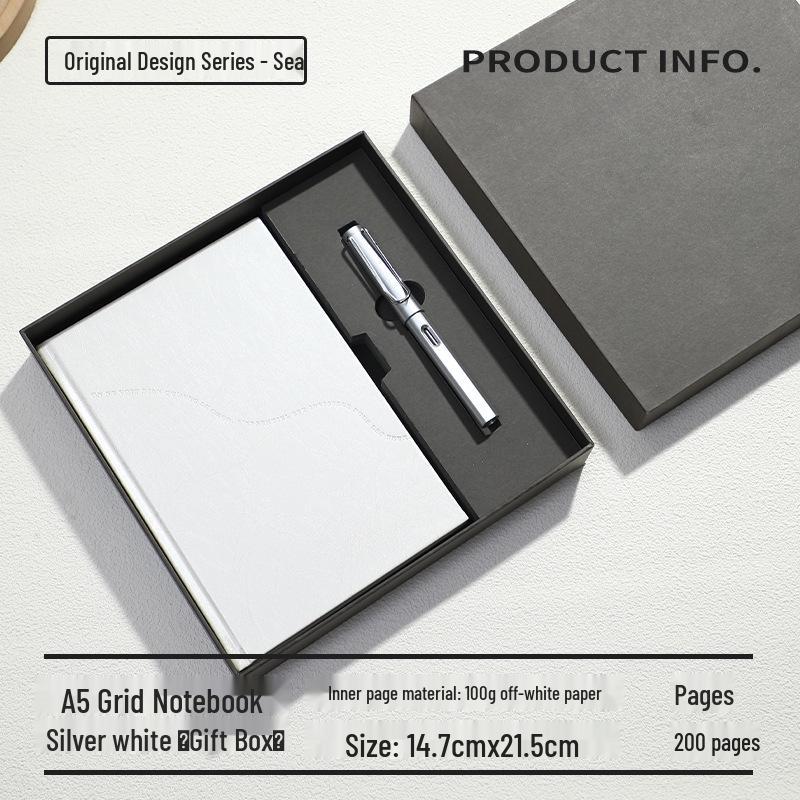 Premium A5 French Grid Notebook with Customizable Logo and Gift Box