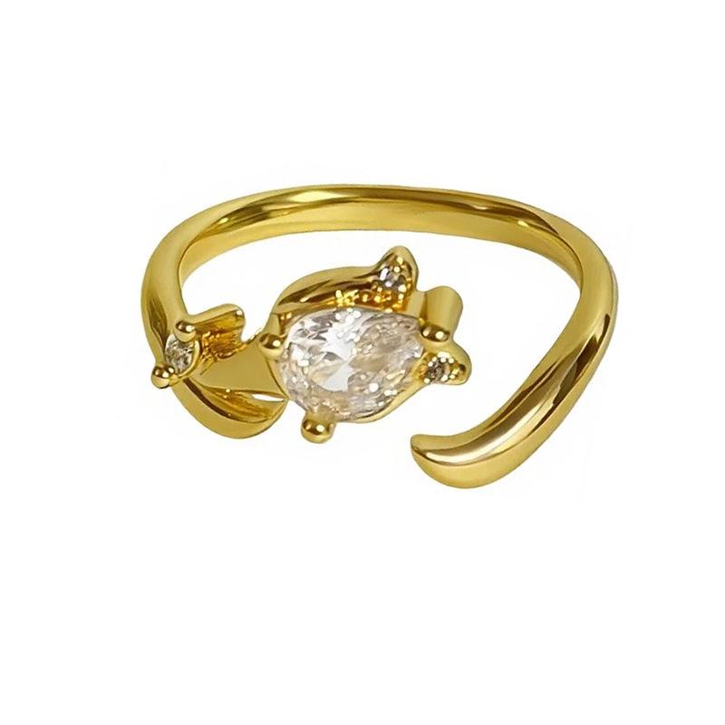 Mori Full Diamond Light Luxury Butterfly Flower Zircon Ring Female Niche High-End Light Luxury Index Finger Ring