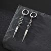 Vintage Fashion Punk Gothic Cone Pendant Earrings for Men, Stainless Steel Silver Color Drop Earrings, Retro Hip-hop Jewelry