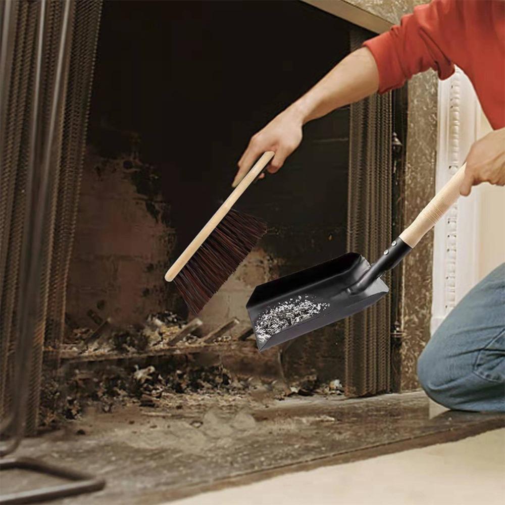Iron Dustpan Ash Shovel Wooden Handle Gardening Tools Wood Burner Accessories  Fireplace Cleaning