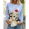 Christmas Animal Women's Long Sleeve 3D Pattern T Shirt  New Autumn Fashion Santa Claus Women's Top Harajuku  Pullover Clothing