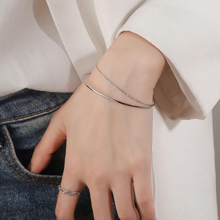 Mode Neue S925 Sterling Silber Gypsophila Doppel Kette Armband für Frauen Edlen Schmuck für Hochzeit Party Geburtstag Geschenk