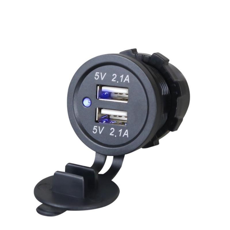 Dual USB Fast Charging  USB-C Socket 12V USB Charger Car Motorcycle Dual Connector Charger Adapter Outlet Power