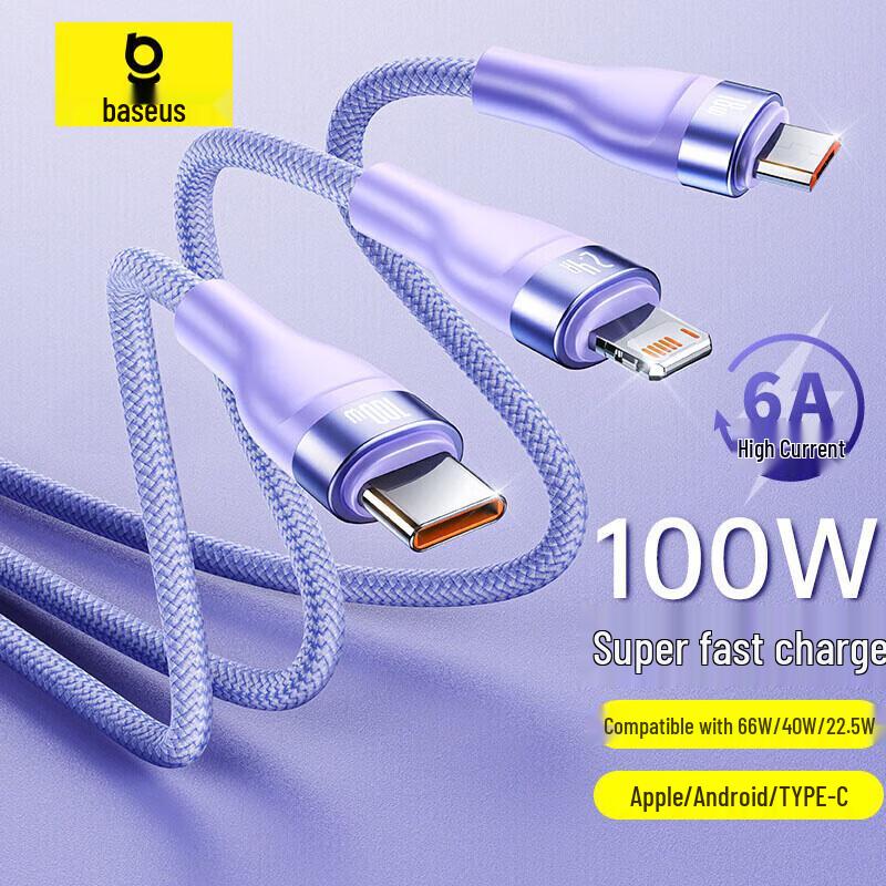 Baseus 3-in-1 100W Fast Charging Cable 1.2m