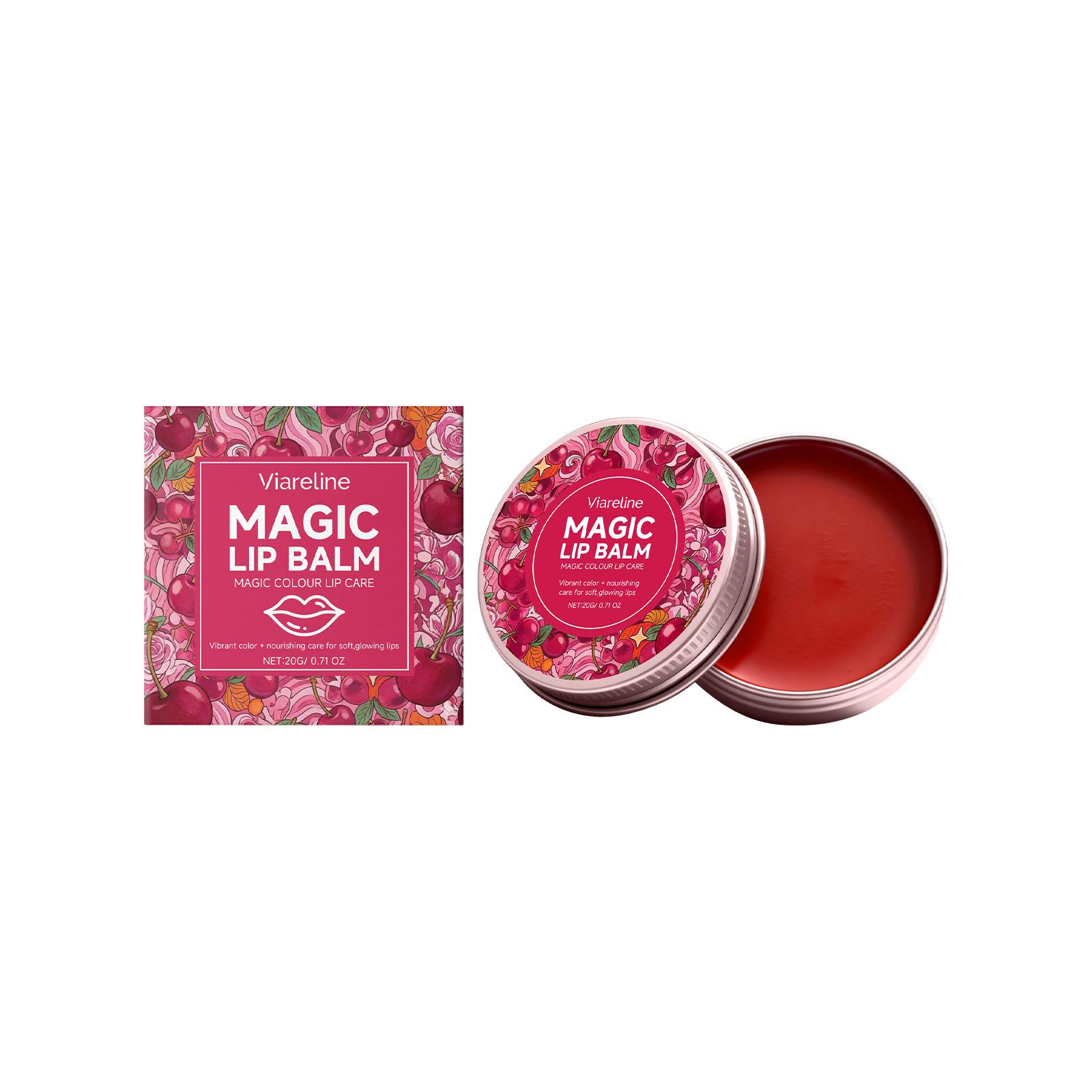VIARELINE Cherry Lip Balm: Moisturizing, Hydrating, Long-Lasting, Bright Color, Fruit-Flavored for Autumn & Winter.