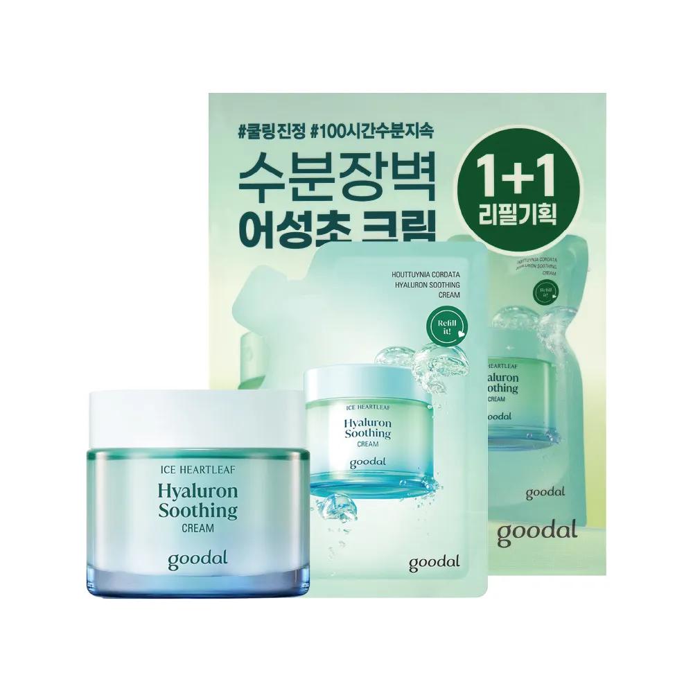 Goodal Houttuynia Cordata Hyaluronic Soothing Cream Refill Set (Main Product 75ml + Refill 75ml)