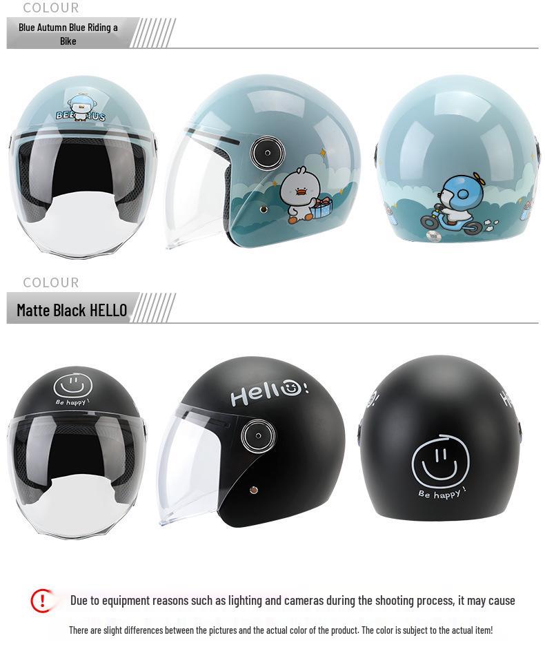 Universal 3C Certified Motorcycle Helmet for All Seasons - Cute, Safe, Sun-Protected, Unisex Half Helmet for Summer and Fall/Winter