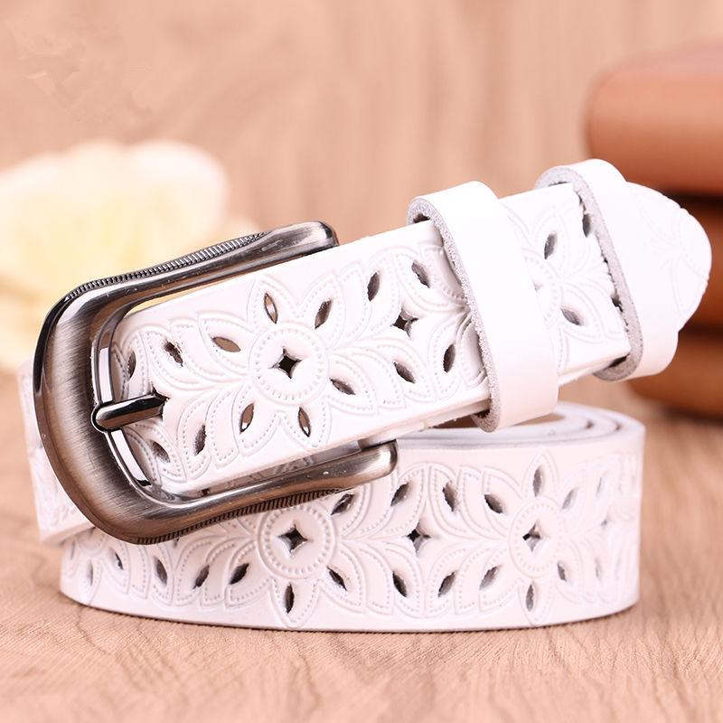 Woman Second Layer Cowskin Belt Genuine Leather Belts Vintage Pin Buckle Strap Jeans Accessories