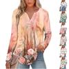 Women's Fashion Casual Pleated V Neck Solid Color Long Sleeve T-Shirt Elegant Tops