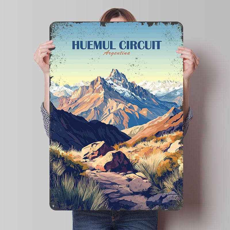 

Huemul Circuit Argentina Landscape Art Metal Poster Customized Wall Art Retro Vintage Tinplate Signs for Home Decorations Decor 20x30cm（7.8x11.8inch）