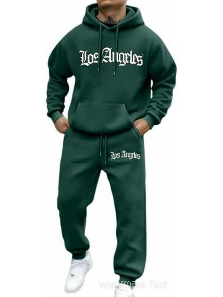 Trendy Hooded Letter Print Sweatshirt Set for Autumn/Winter
