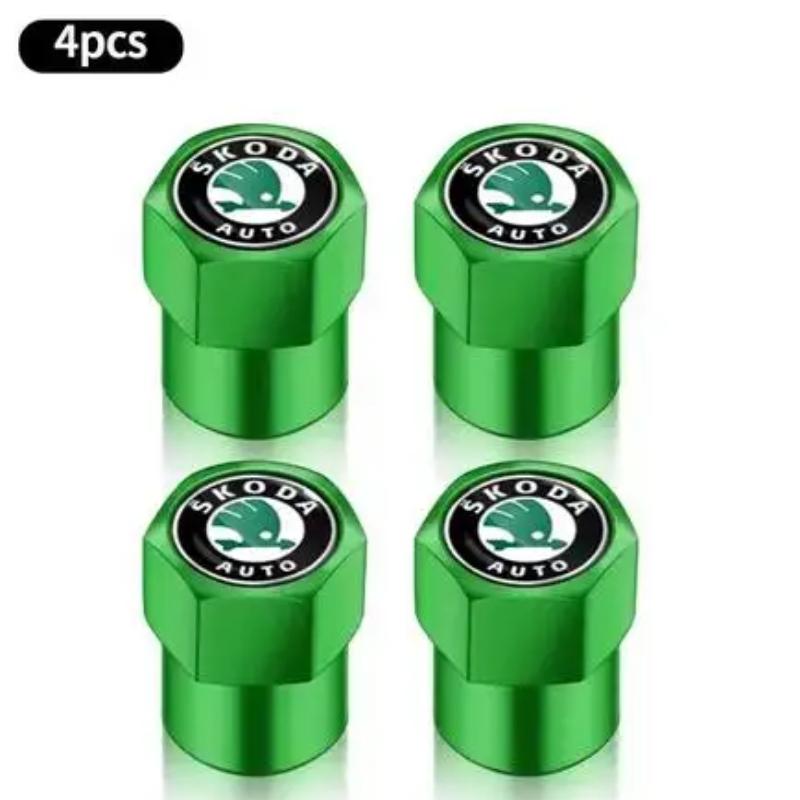 

Металлический колпачок клапана автомобильной шины, декоративный, герметичный, для Skoda Octavia Superb Rapid Kodiaq Fabia Roomster Citigo зелёный