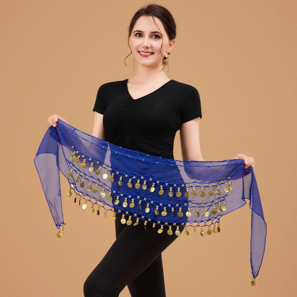 Adjustable Bellydance Waist Chain Gold Color Coins Hip Scarf Wrap Female Accessories
