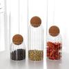 3-Piece Glass Jar Set with Cork Lids, Airtight Round Containers for Coffee Beans & Nuts, Wooden Seal Canisters