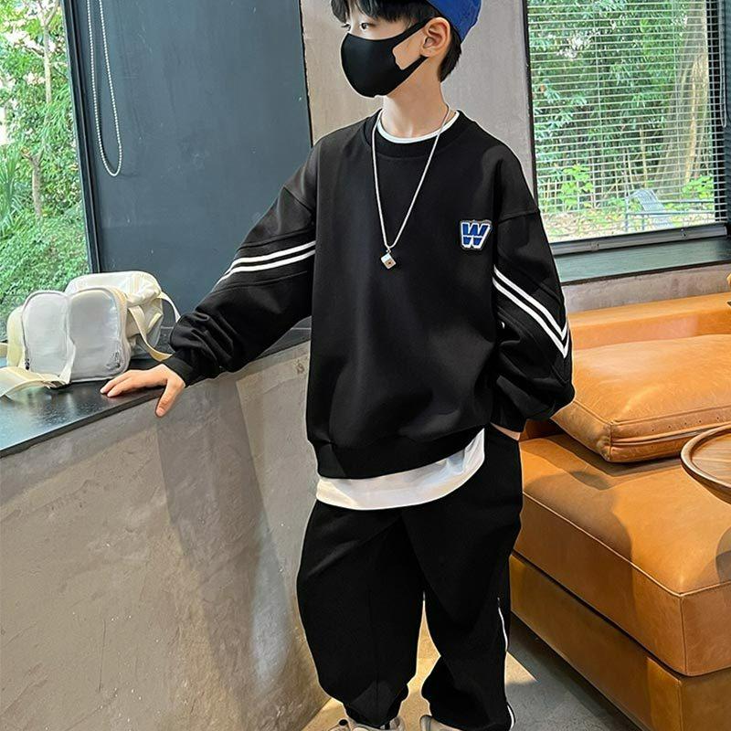 Tute sportive autunnali per ragazzi, ragazzi più grandi, felpe per ragazzi, pantaloni della tuta, abbigliamento casual alla moda per bambini per primavera e autunno