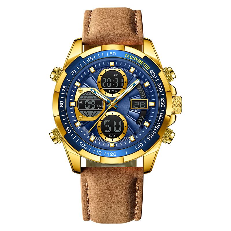 LIGE x FOXBOX Fashion Men Watch Luxury Original Military Sports Chronograph Watch Waterproof Clock Digital Men's Quartz Watch