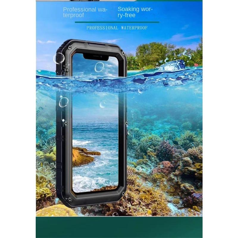 נרתיק עמיד למים IP68 עמיד למים 360 כיסוי מתכת כבד שריון לאייפון 14pro Max 13 12 11 Pro X Xs Max XR SE 2020