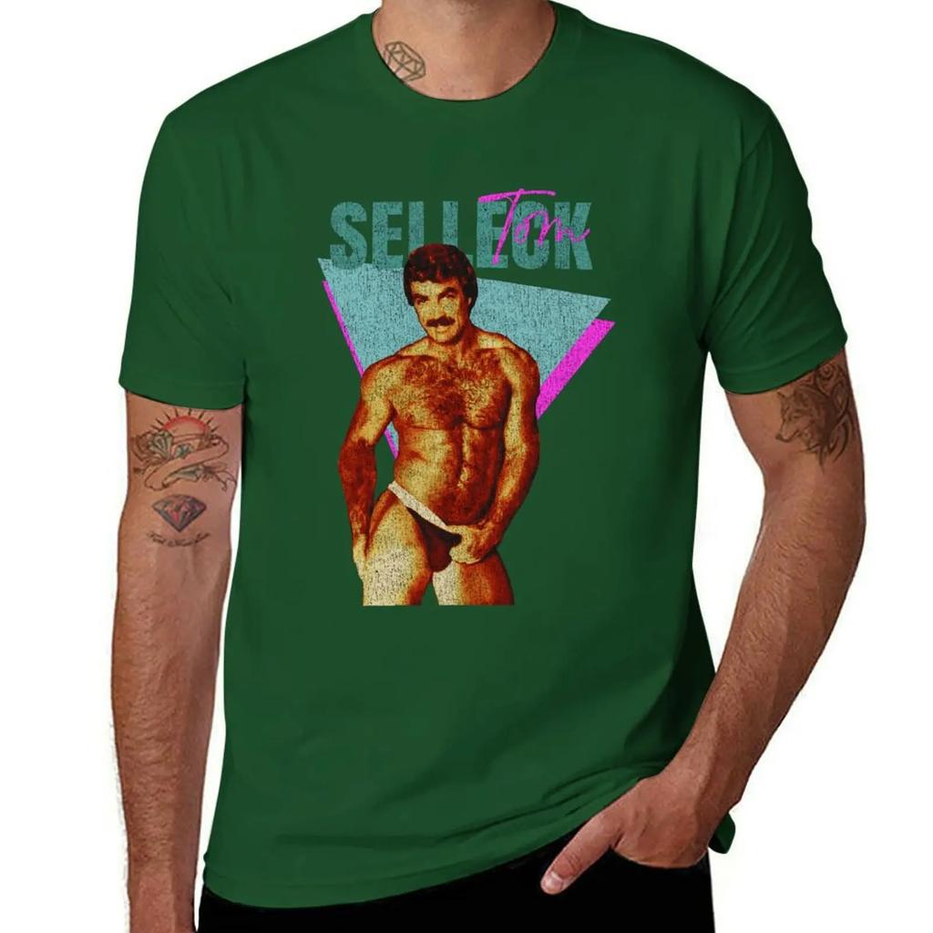 Vintage Distressed Tom Selleck Tshirt Hippie Clothes Basketball Graphic Tees Baggy Shirts Unisexs Champion T Shirts