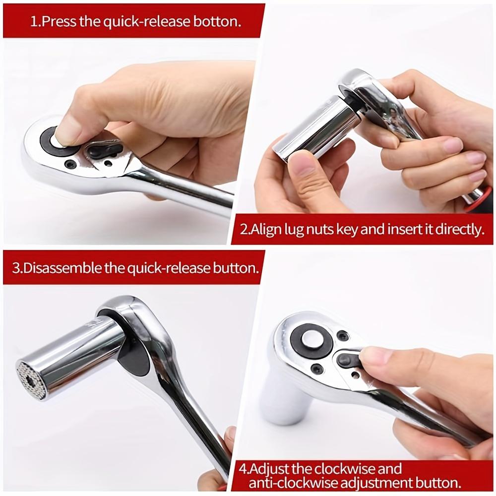 3-Piece Ratchet Wrench Set, 1/4", 3/8", 1/2" Drive Ratchet Socket Wrench,Quick-Release Reversible 24-Tooth Drive Socket Wrench