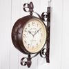 8 Double-Sided Clock Station Round Style Train Antique Wall Clock Wall mount Wrought Decorative Double Sided Grand