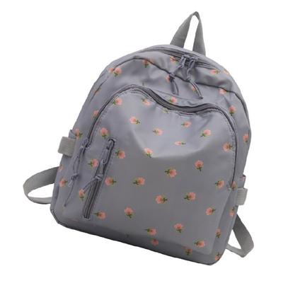 Elegant Flower Print Backpack Practical Polyester Fabric School Bag With Spacious Compartments For Everyday Essential