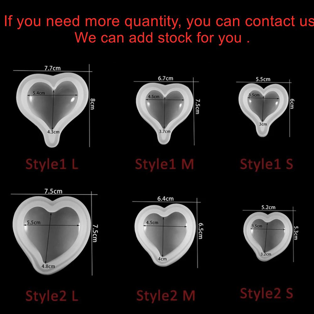 1PCS 3D Heart Shape Silicone Mold Resin Epoxy Keychain Pendants Mould Soap Candle Molds For DIY Jewelry Making Findings